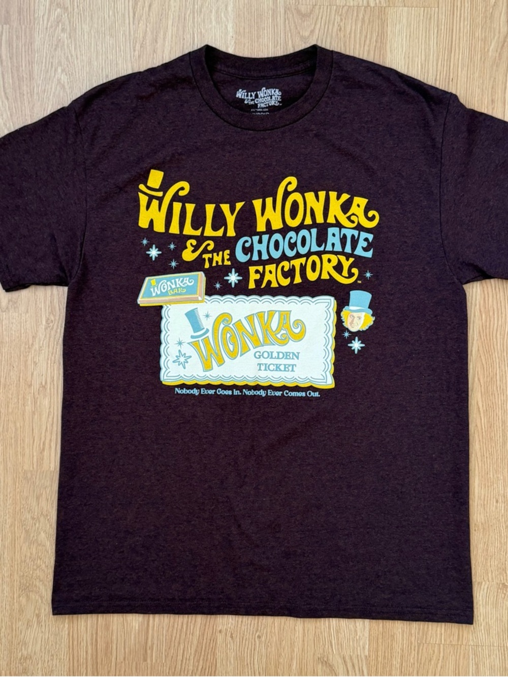Willy Wonka Chocolate Factory Golden Ticket T-Shirt Men’s Large Brown